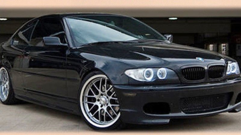 BMW E46 coupé matt fekete vesével és Angel Eyes lámpával