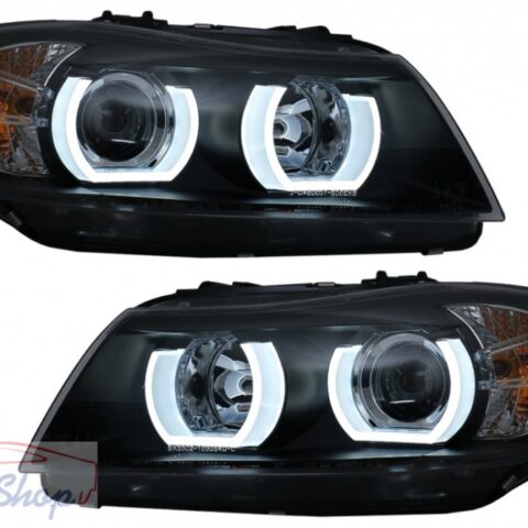 BMW E90/E91 fekete 3D U-típus HID első lámpa 2005.03-2008.08