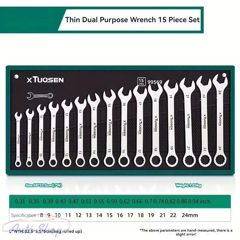 XTousen 15 részes csillag-villás kulcskészlet 8-24mm