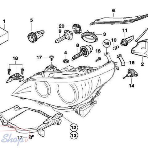 BMW E60/E61 xenon fényszóró fedél jobb 2003-2007 (63116933240)