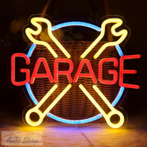 BMW Garage LED neon garázstábla dekoráció 27×31,5 cm