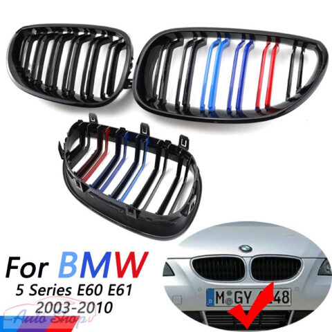 BMW E60/E61 M-es stílusú hűtőrács vese fényes fekete 2004-2010