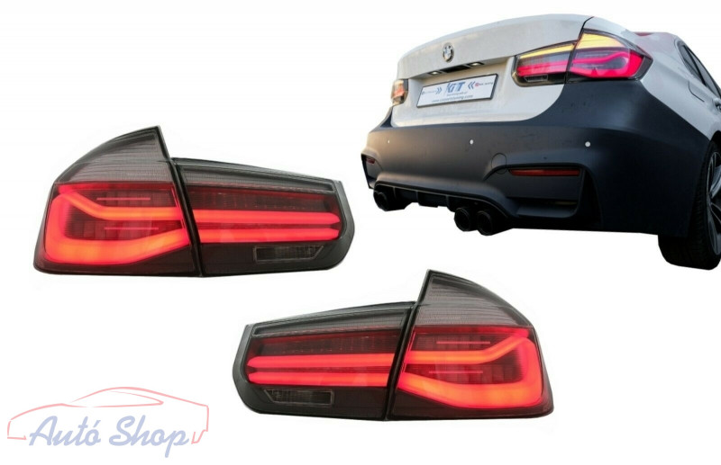 BMW F30/F35/F80 M Look Black Line hátsó lámpa szett Red Smoke LCI dizájn