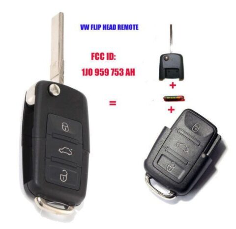 VW/Audi távirányító 433MHz ID48 chipkészlettel (1J0 959 753 AH)