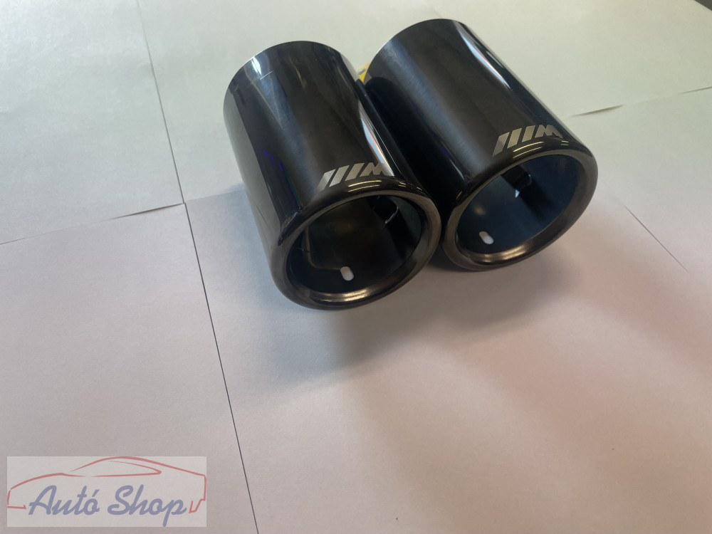 BMW F30/F31/F32/F34 M-es fekete króm kipufogó vég pár - Image 2